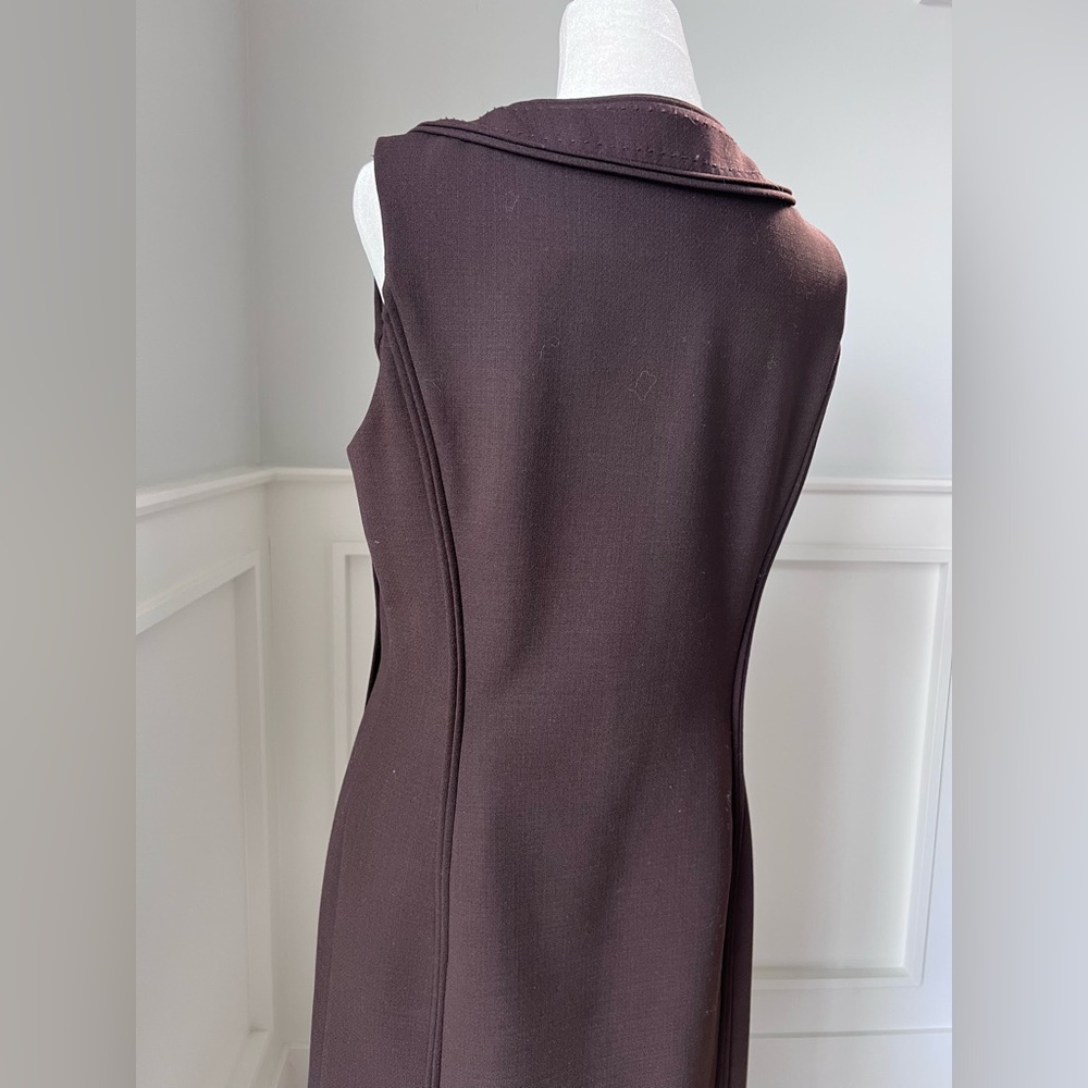 Tory Burch Dark Brown Sleeveless Button-Front Midi Dress - Picture 5 of 14